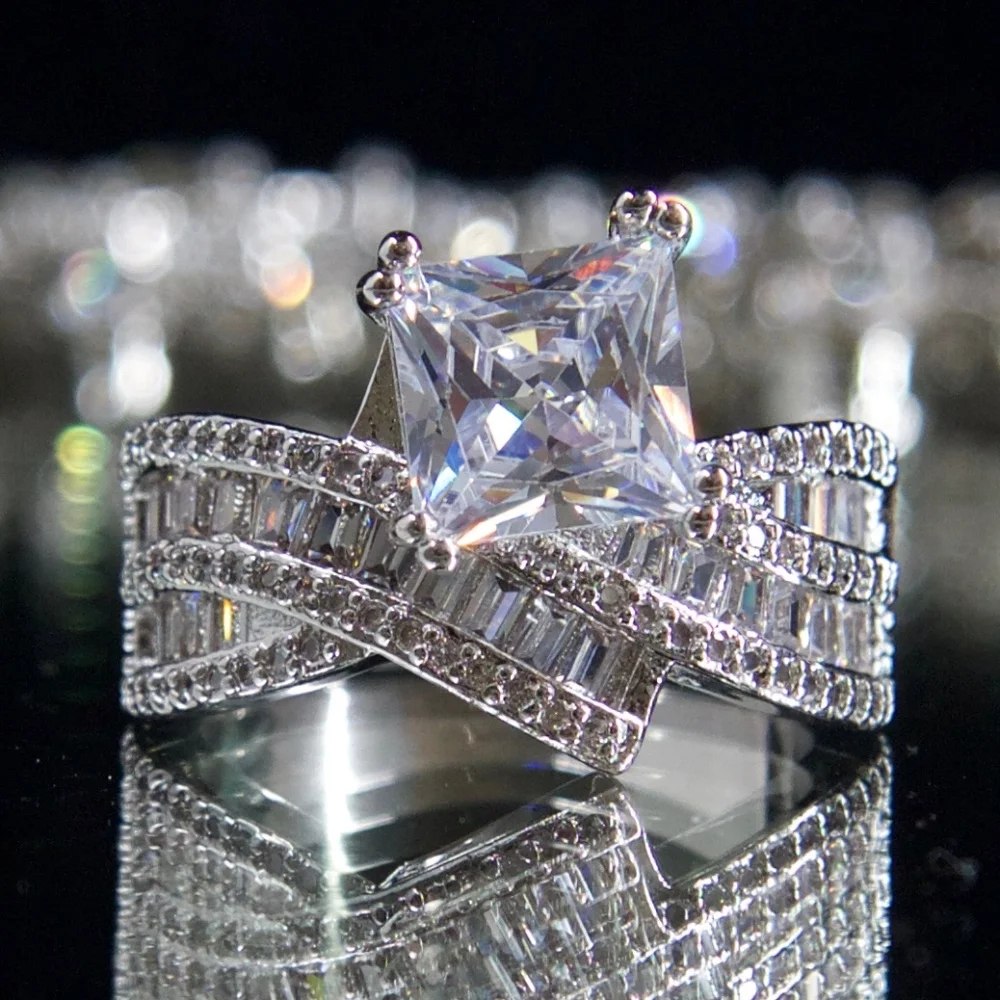 Jenna Jameson Silver Princess Cut Ring - Picture 2 of 7